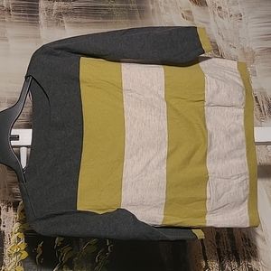 ANA Womens petite large lime green gray super soft sweater with pockets